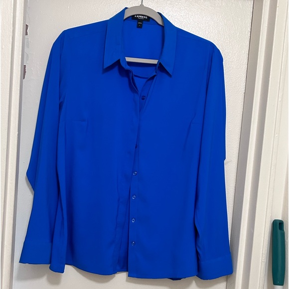 Express Tops - Express Blue silky dress shirt
